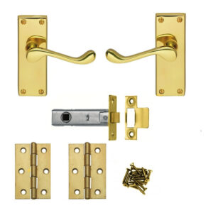 Internal Door Pack Victorian Scroll 100mm latch , 1 Tubular Latch , 2 75mm Hinges and Screws.
