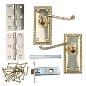 Internal Door Pack Georgian 100mm latch , 1 Tubular Latch , 2 75mm Hinges and Screws.